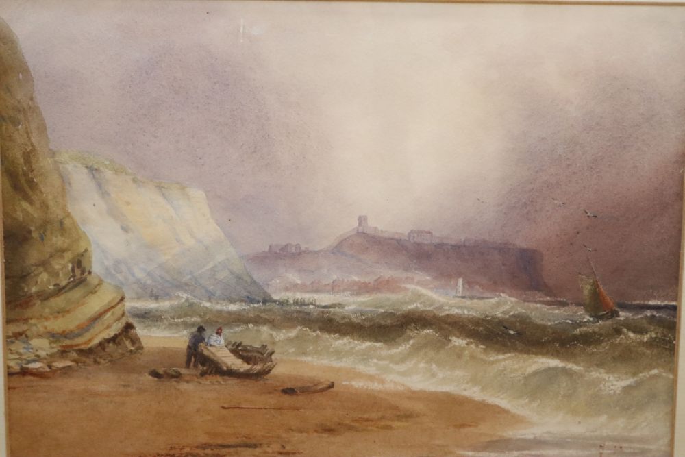 English School (19th century), Coastal scene, watercolour and another